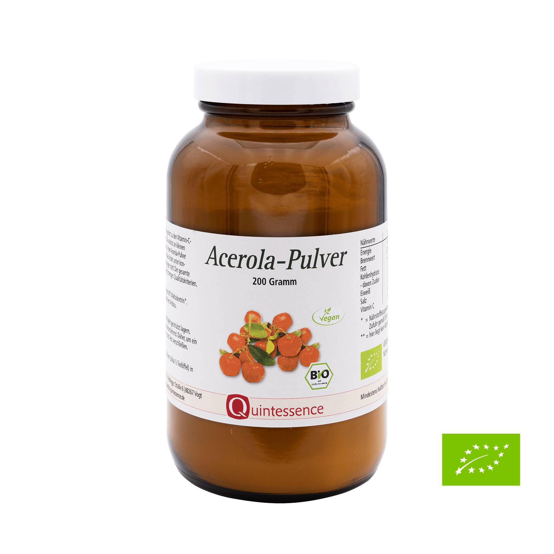 Acerola-Pulver BIO 200 g - Natürliches Vitamin C - Aus Brasilien - Vegan - Quintessence von Quintessence