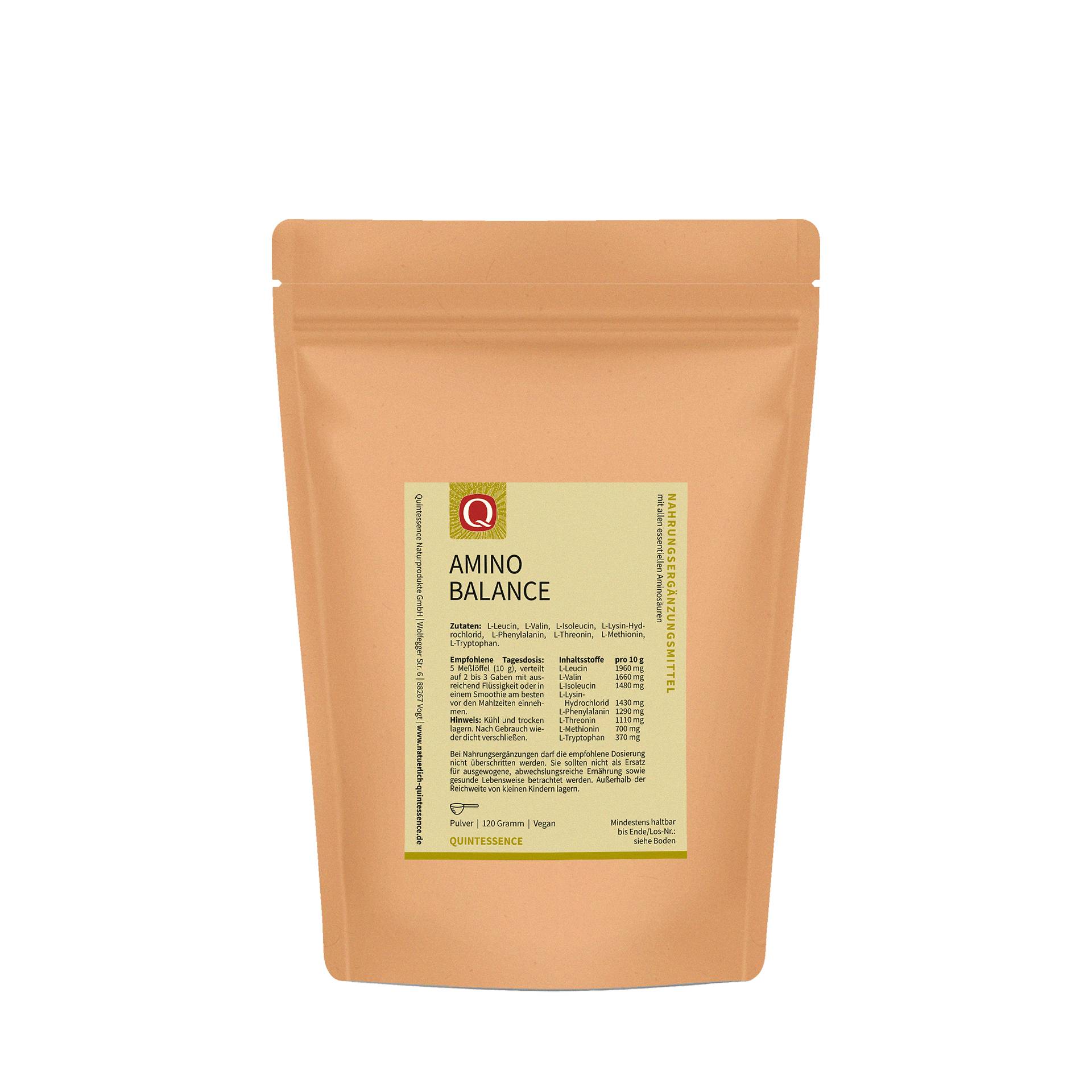 Amino Balance Pulver 120g - Mit acht essentiellen Aminosäuren - Bioverfügbarkeit 100% - Vegan - Quintessence Amino Balance Pulver 120g - Mit acht essentiellen Aminosäuren - Bioverfügbarkeit 100% - Vegan - Quintessence von Quintessence