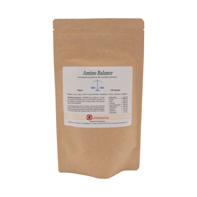 Amino Balance Pulver 120g - Mit acht essentiellen Aminosäuren - Bioverfügbarkeit 100% - Vegan - Quintessence von Quintessence