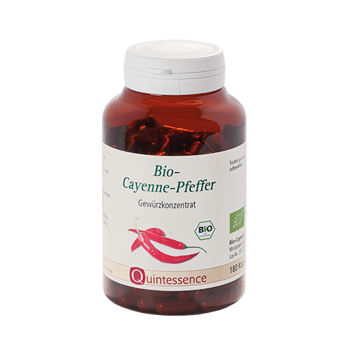 BIO-Cayenne-Pfeffer 180 Kapseln Bio - Für alle, denen die Sandocayenne-Tropfen zu scharf sind - Vegan - Quintessence von Quintessence