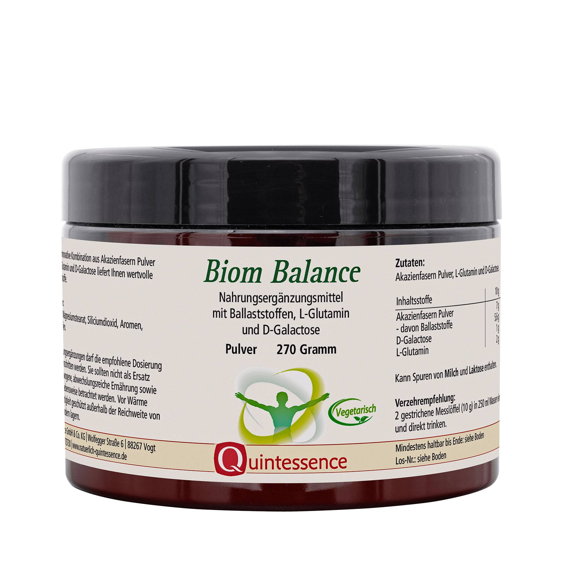 Biom Balance 270 g Pulver - Mit wasserlöslichen Ballaststoffen für die Darmflora - Premium Qualität - Quintessence von Quintessence