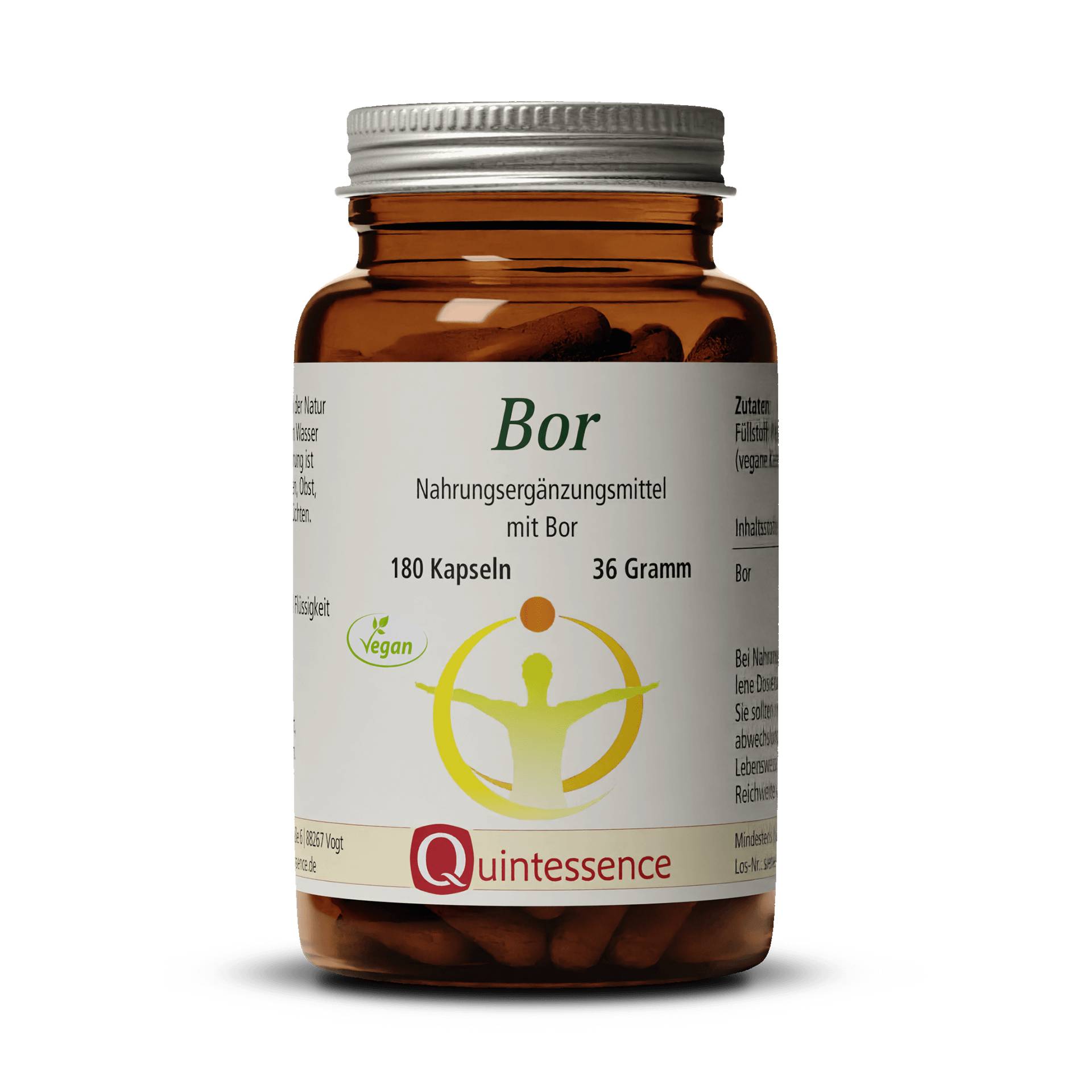 Bor 180 Kapseln - Hochwertiges Natriumborat (Borax) aus Frankreich - Reinstoff Qualität - Vegan - Quintessence von Quintessence