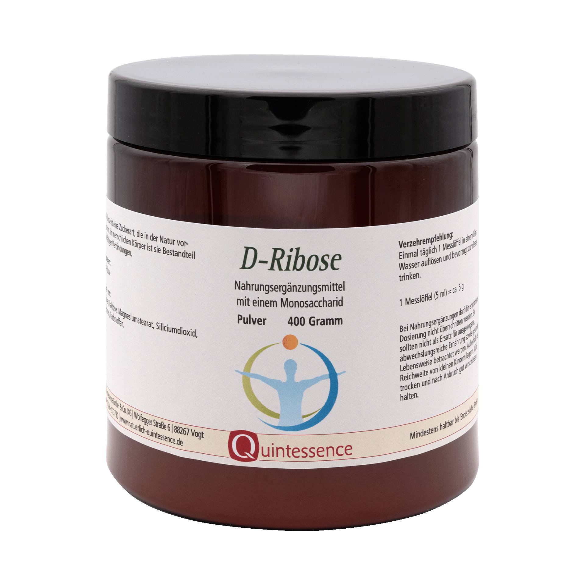 D-Ribose 200 g - Ein spezielles Zuckermolekül - Stammt aus der Natur - Vegan - Quintessence von Quintessence