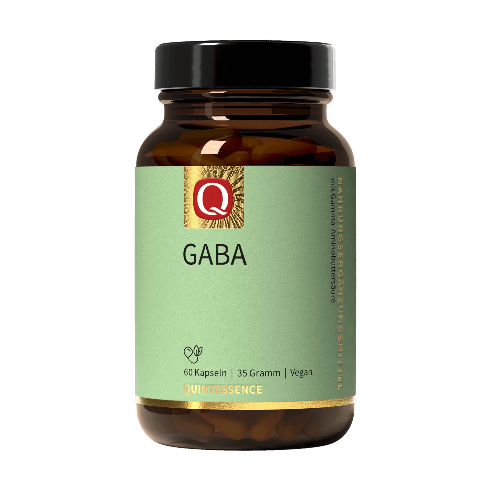 GABA 60 Kapseln - 500 mg reines GABA pro Kapsel - Mit Markenrohstoff AMINOFERMENT® GABA - Vegan - Quintessence von Quintessence