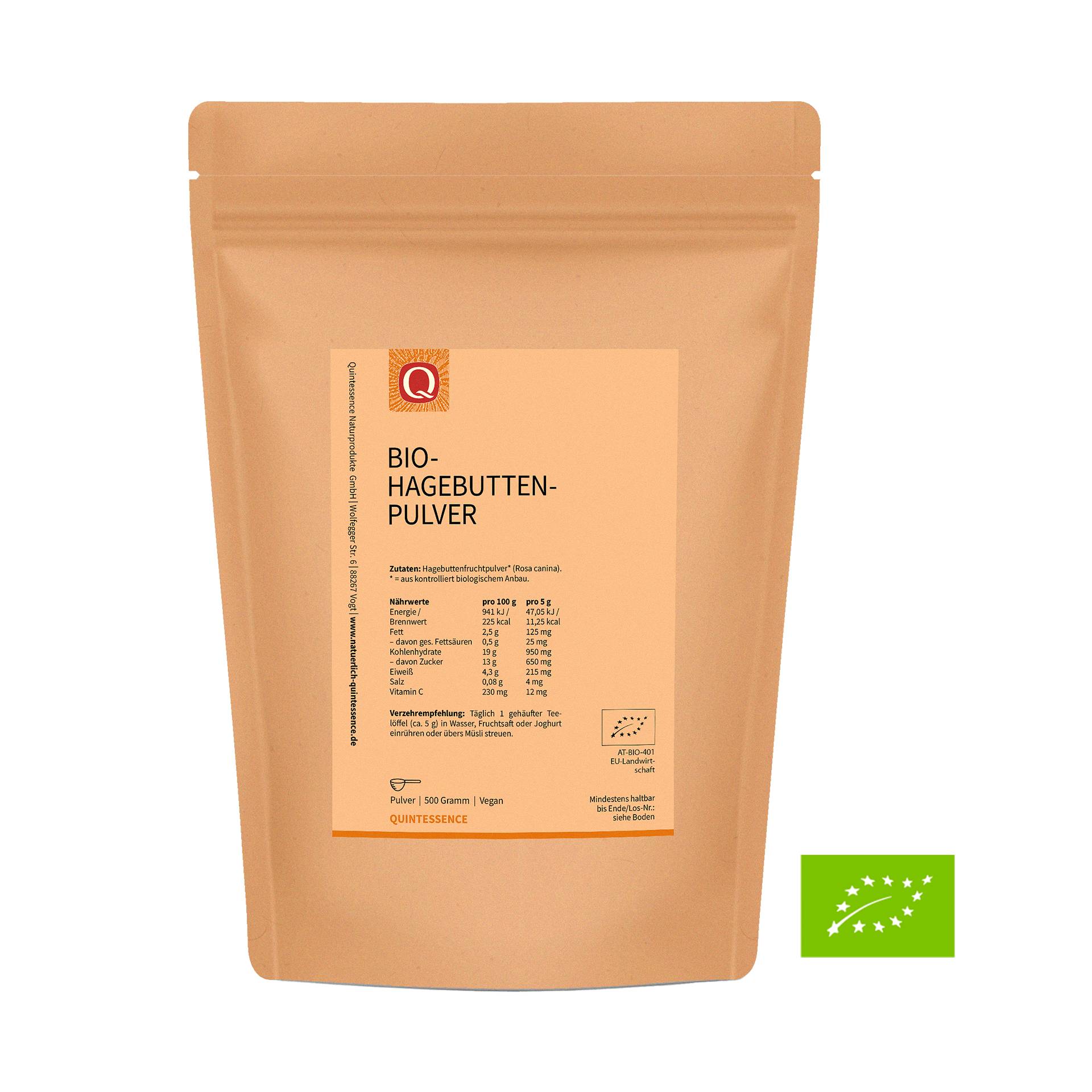 Hagebuttenfruchtpulver BIO 500g - Aus der Wildrose Rosa canina - Schonende Trocknung - Vegan - Quintessence Hagebuttenfruchtpulver BIO 500g - Aus der Wildrose Rosa canina - Schonende Trocknung - Vegan - Quintessence von Quintessence