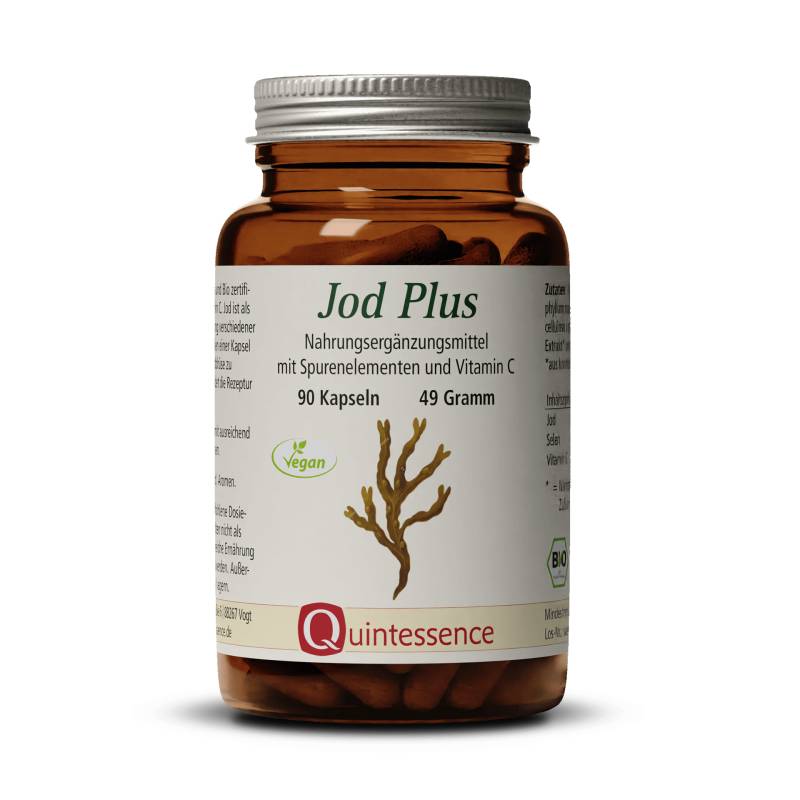 Jod Plus Bio 90 Kapseln - Natürliches Jod aus der Meeresbraunalge Ascophyllum nodosum - Vegan - Quintessence von Quintessence