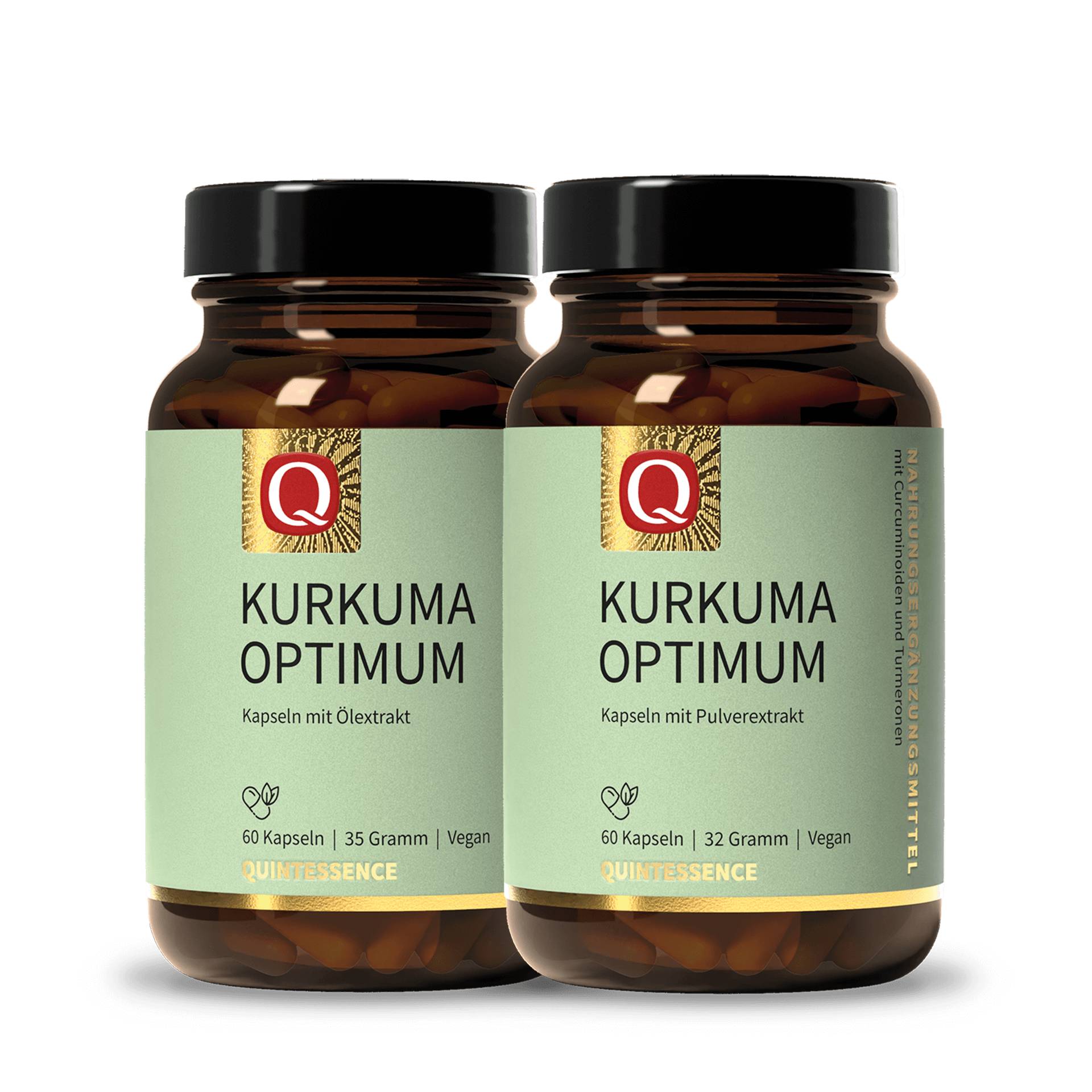 Kurkuma Optimum 2 x 60 Kapseln - Kombi-Präparat - Curcumin Trocken-Extrakt, Tumerone Öl-Extrakt - Vegan - Quintessence von Quintessence