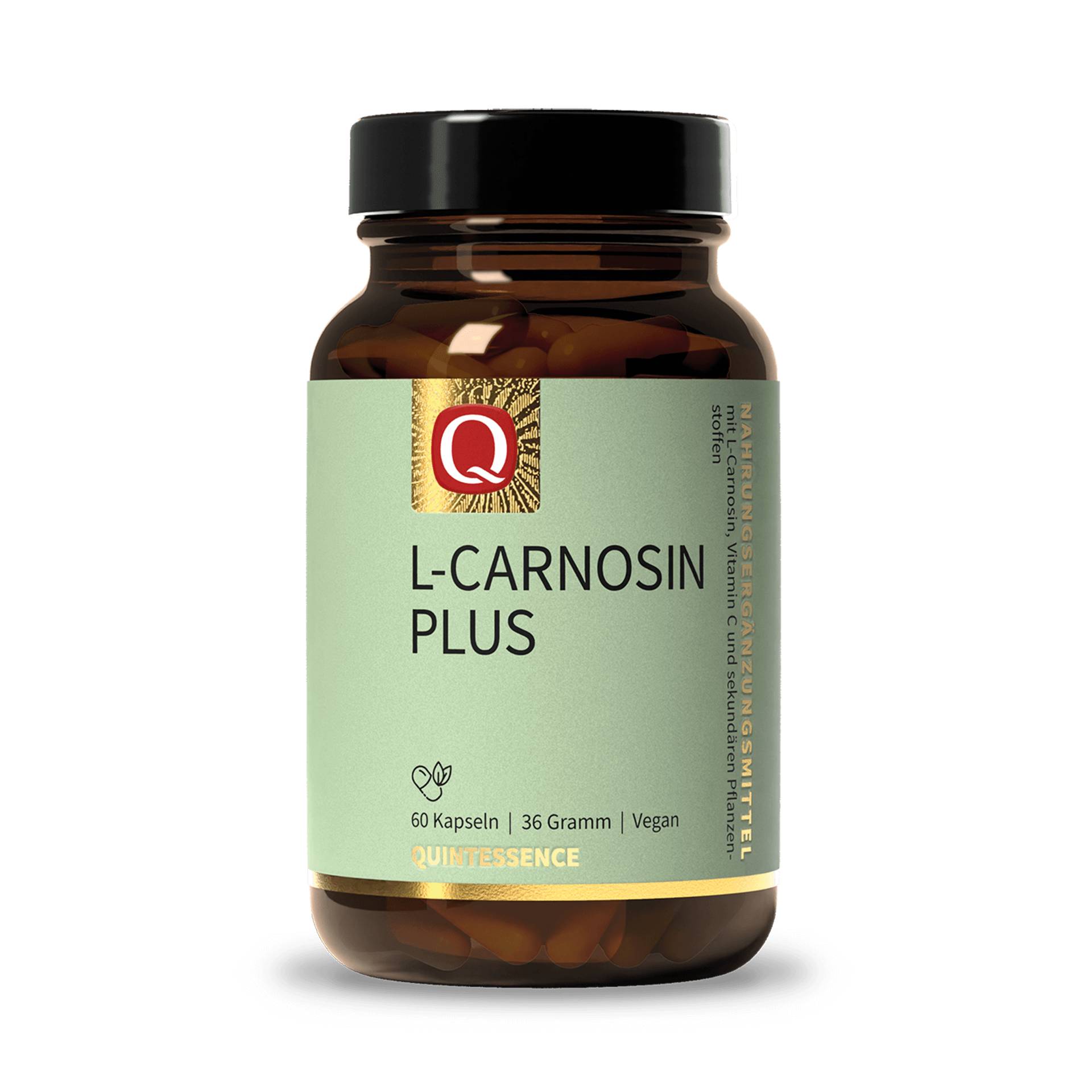 L-Carnosin Plus 60 Kapseln - Besonders wertvoll mit Extrakten aus Hagebutten und Amla-Frucht - Vegan - Quintessence von Quintessence