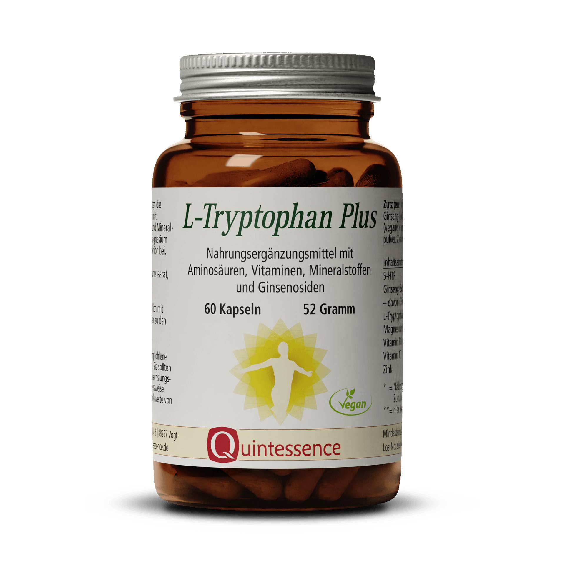 L-Tryptophan Plus 60 Kapseln - Kombination aus L-Tryptophan und 5-HTP mit Pflanzen-Extrakten - Vegan - Quintessence von Quintessence