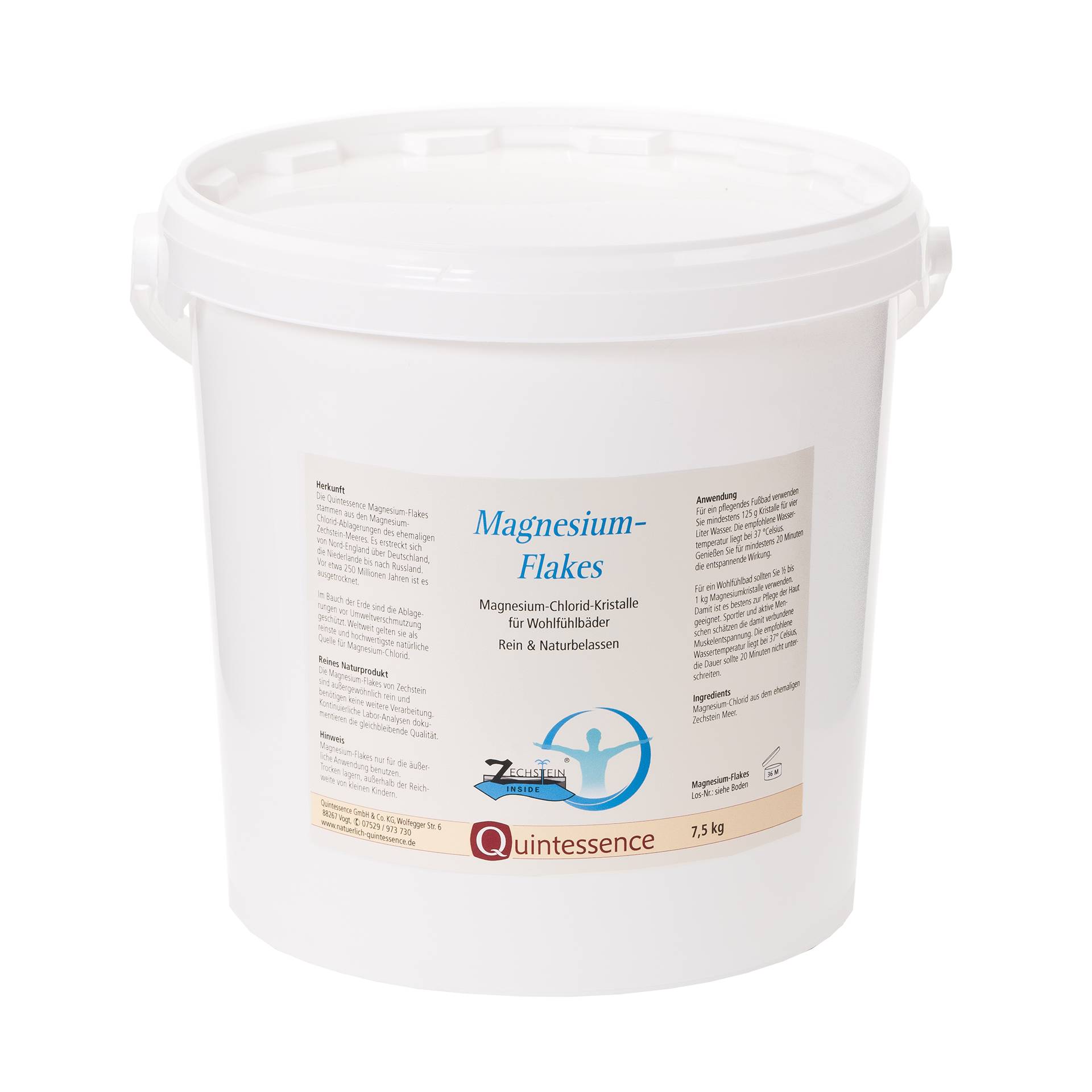 Zechstein-Magnesium-Flakes 7,5 kg - Magnesium-Chlorid-Kristalle Original aus dem Zechsteinmeer - Vegan - Quintessence von Quintessence