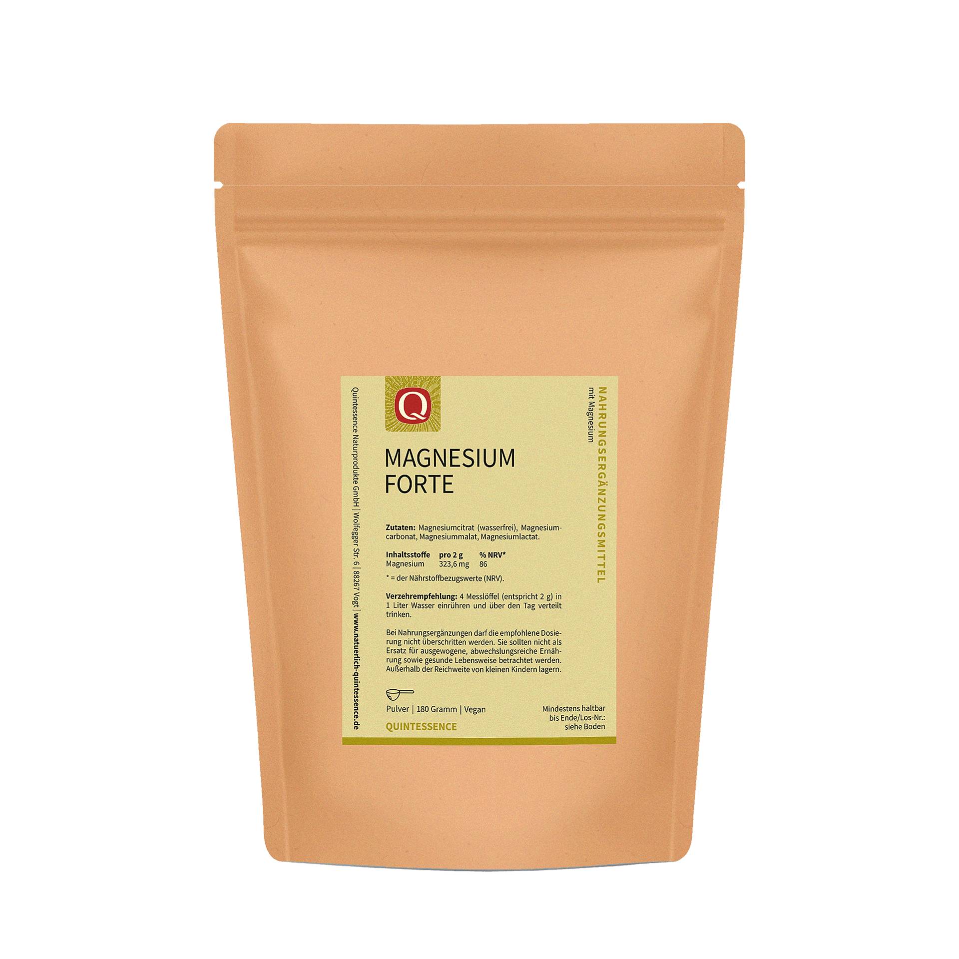Magnesium Forte 180 g Pulver - Für Ihre Muskulatur und Energie - vegan - Quintessence Magnesium Forte 180 g Pulver - Für Ihre Muskulatur und Energie - vegan - Quintessence von Quintessence