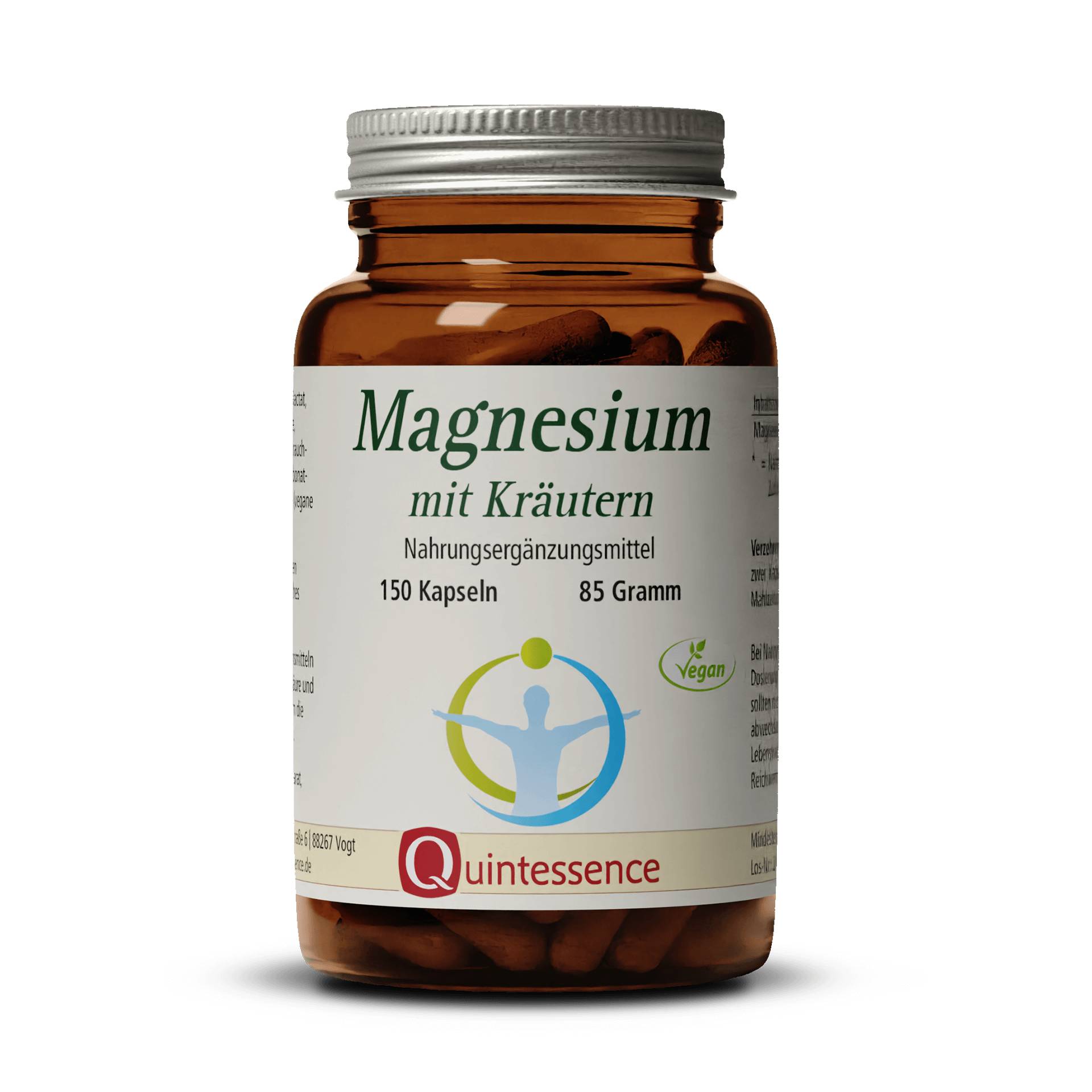 Magnesium mit Kräutern 150 Kapseln - Magnesium in organisch gebundener Form und als Mineral - Vegan - Quintessence von Quintessence