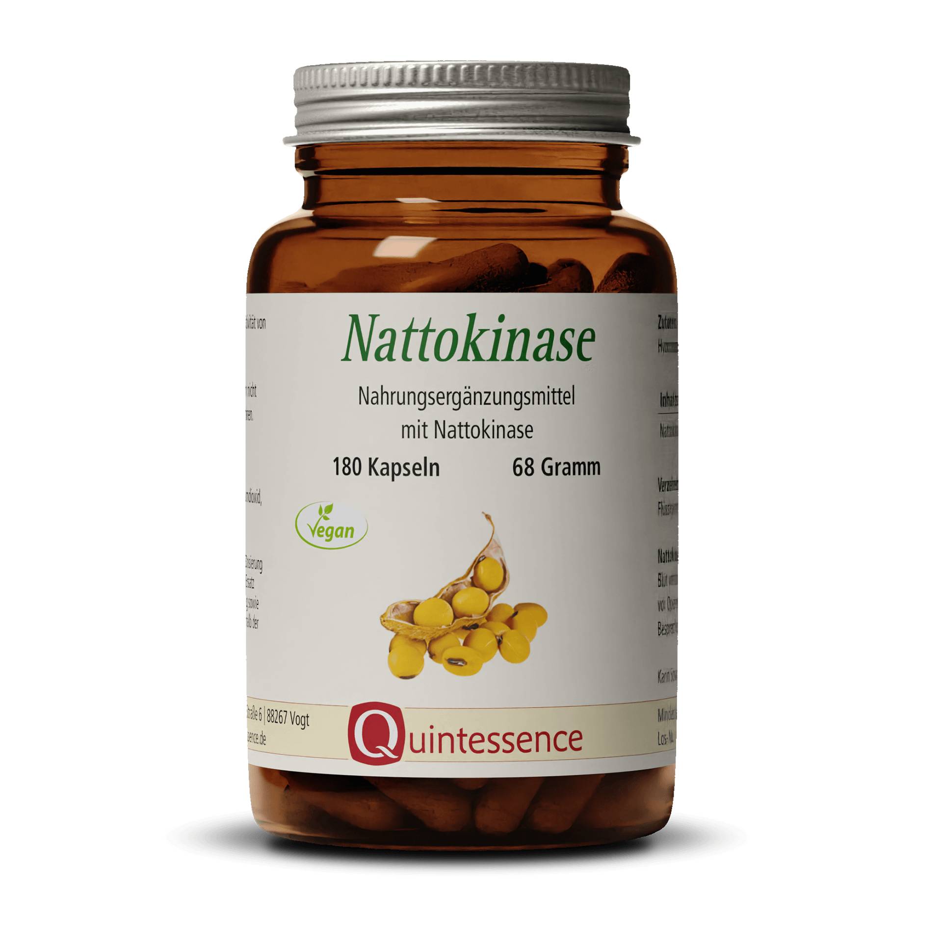 Nattokinase 180 Kapseln - Hochdosiert 2.000 FU pro Kapsel - Ohne Vitamin K - Vegan - Quintessence von Quintessence