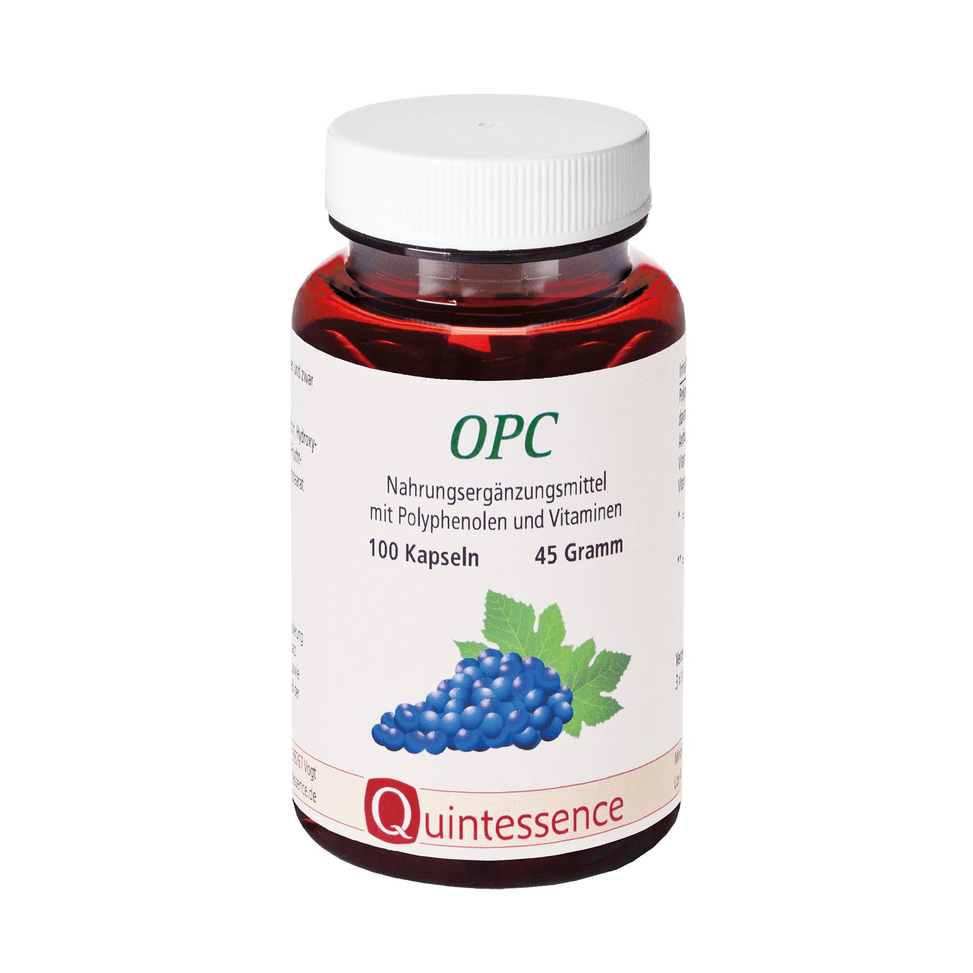 OPC 100 Kapseln - Traubenextrakt - Mit Vitamin B12 und Vitamin C aus der Acerola-Kirsche - Vegan - Quintessence von Quintessence