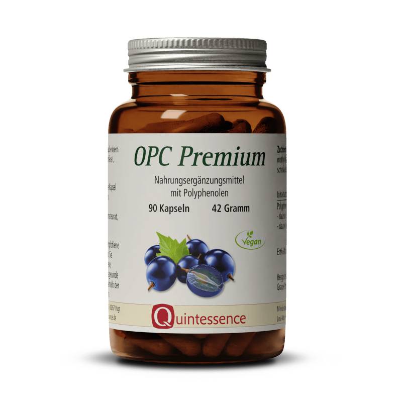 OPC Premium 90 Kapseln - Extrakt aus roter Weintraube - Markenrohstoffe Grape´InsideTM 30M und 4A - Vegan - Quintessence von Quintessence