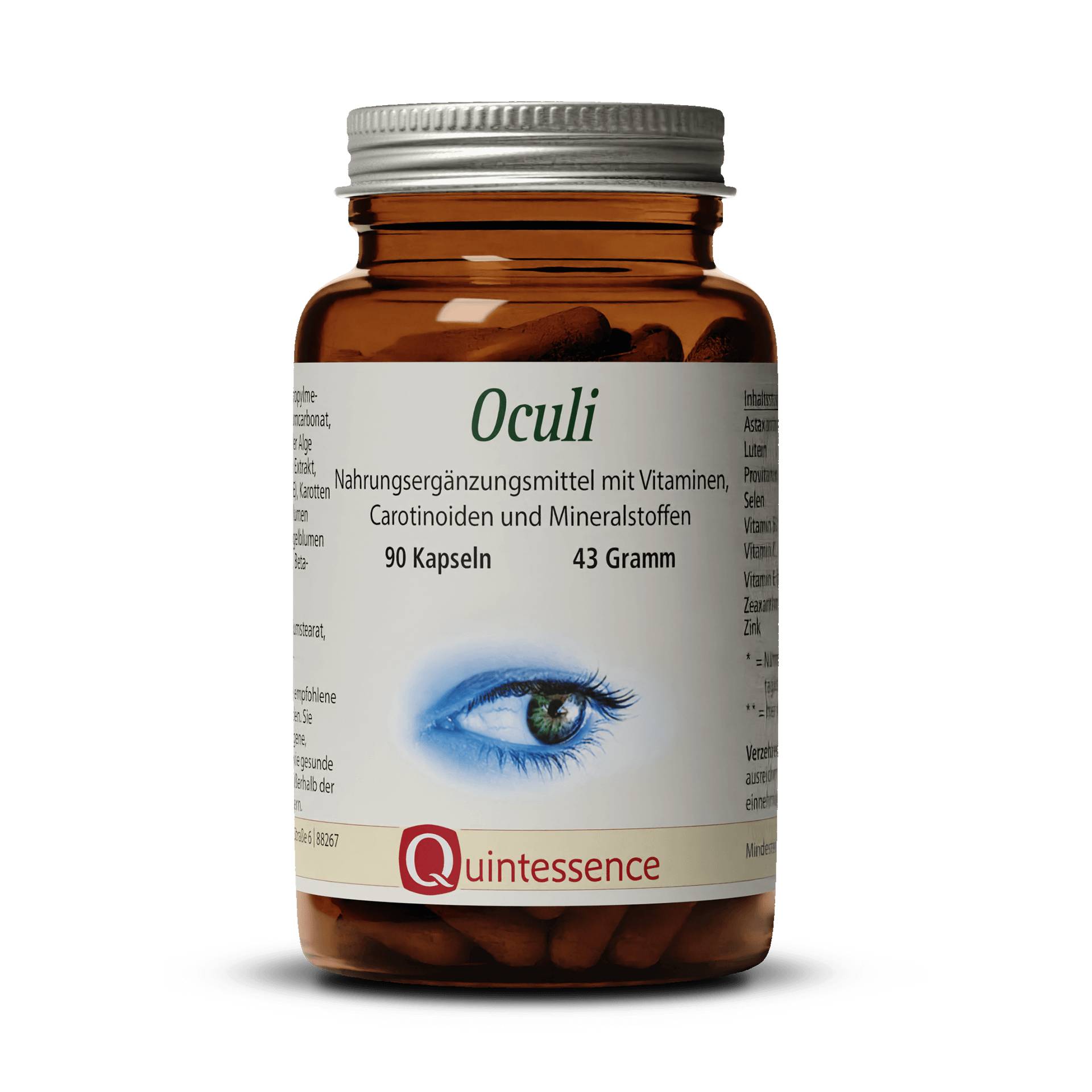Oculi 90 Kapseln - Vitamin B2 und Zink sind wichtig für die Augen - Vegan - Quintessence von Quintessence