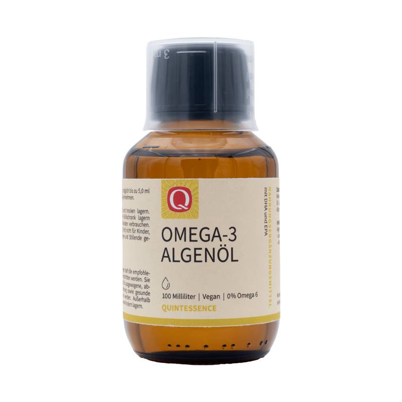 Omega-3 Algenöl 100 ml - Mit Omega-3-Fettsäuren EPA und DHA - Mit Orangengeschmack - Flüssig - Vegan - Quintessence von Quintessence