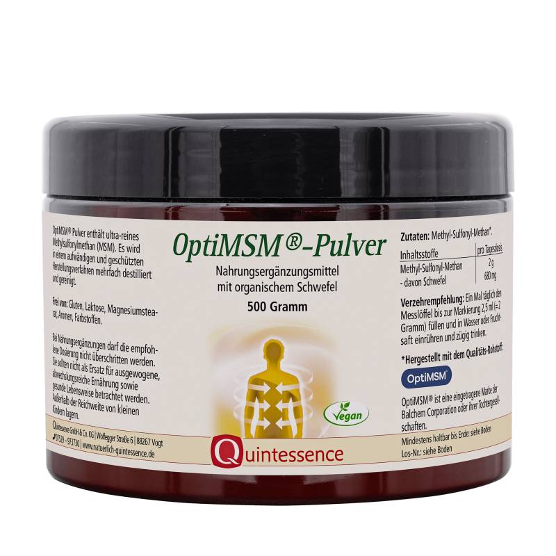 OptiMSM 500 g Pulver - Organischer Schwefel in reinster Form - Vegan - Quintessence von Quintessence
