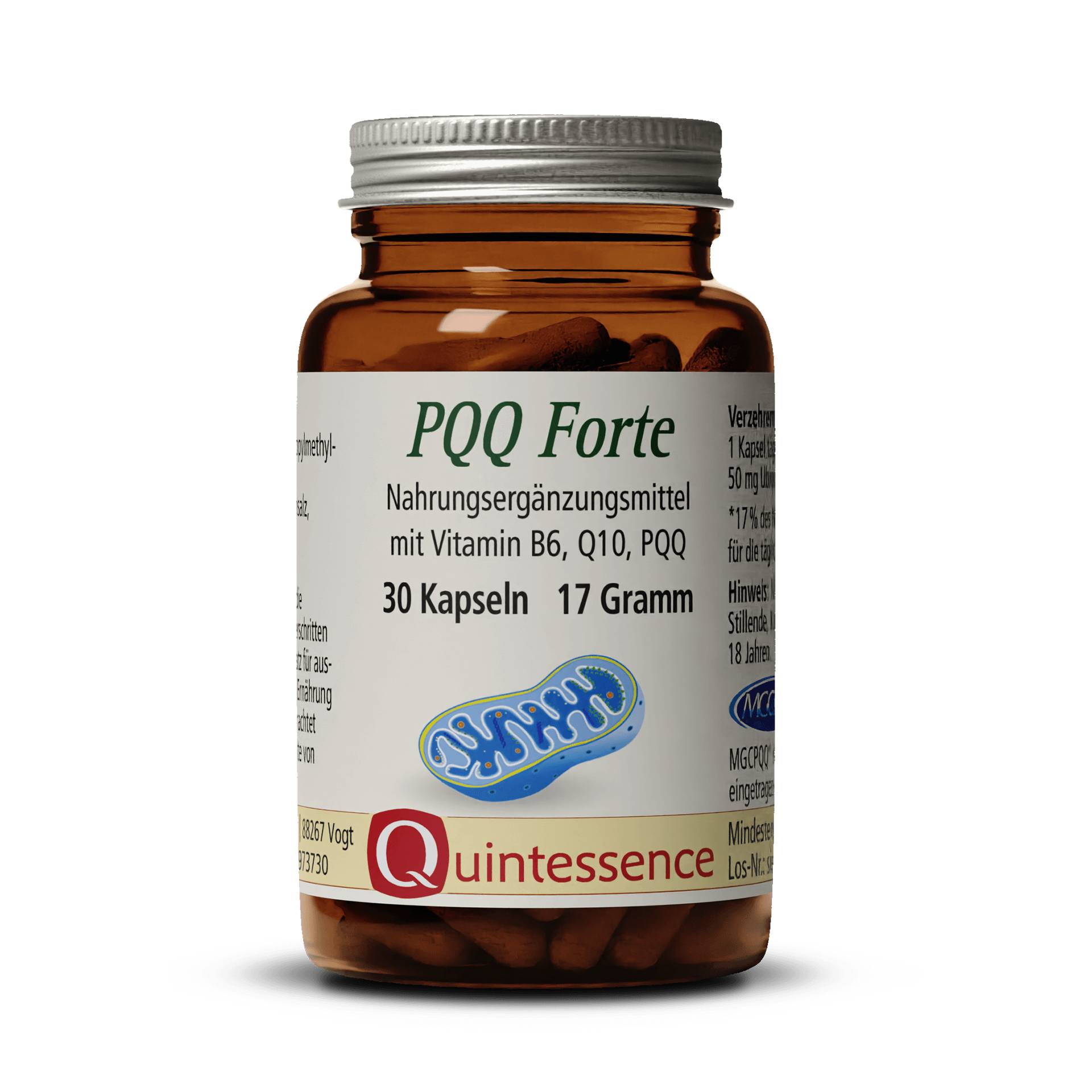 PQQ Forte 30 Kapseln - Ubiquinol stammt von Kaneka und PQQ von MGCPQQ - Vegan - Quintessence von Quintessence