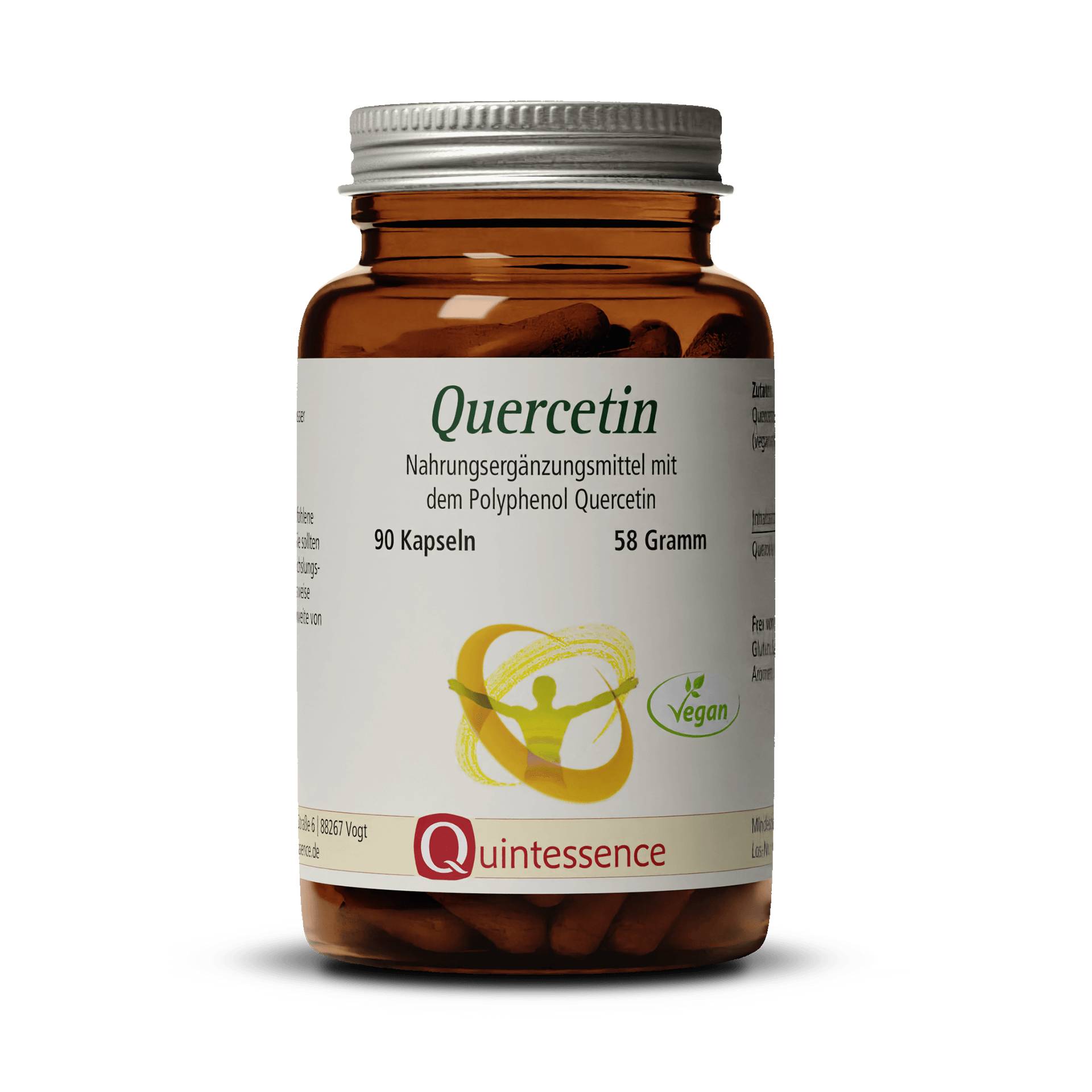 Quercetin 90 Kapseln - 500 mg Quercetin je Kapsel - Reinstoff-Produkt ohne technische Hilfsstoffe - Vegan - Quintessence von Quintessence