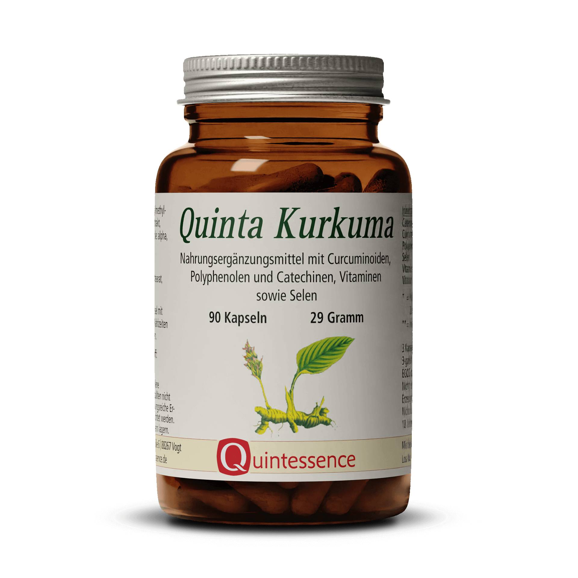 Quinta Kurkuma 90 Kapseln - Mit Vitaminen - Grüntee-Extrakt - Selen und Polyphenolen - Vegan - Quintessence von Quintessence