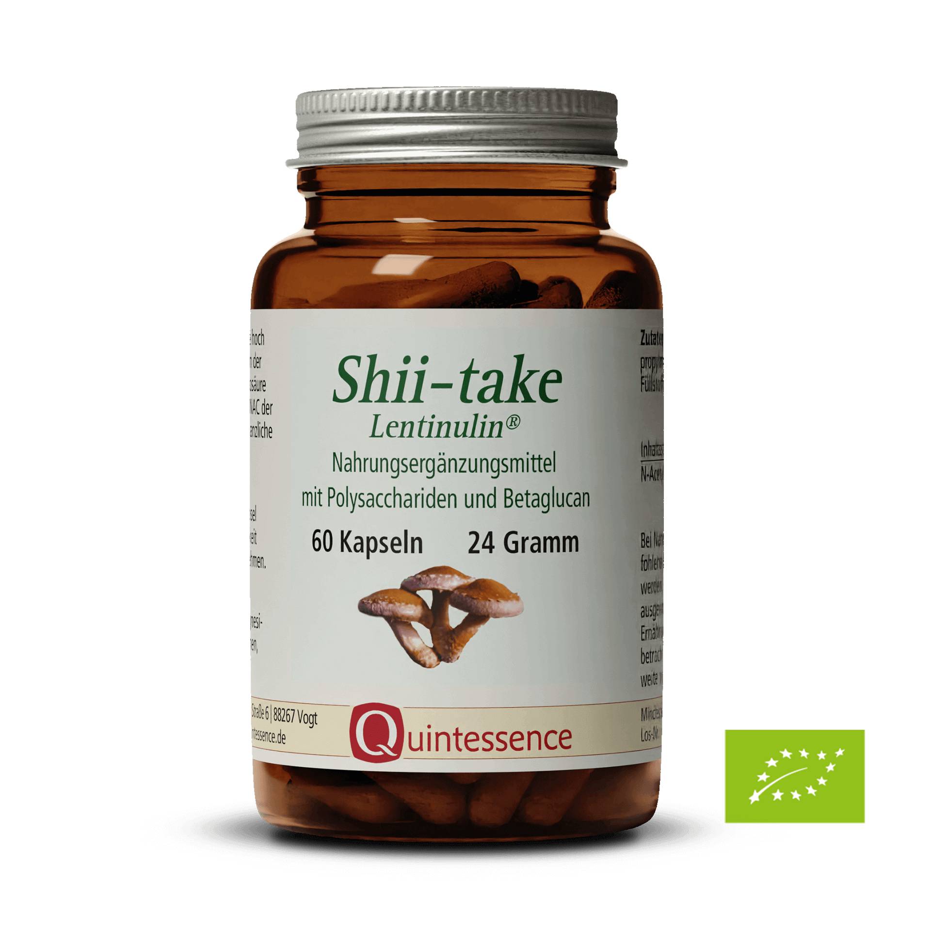 Shii-take - Lentinulin Bio 60 Kapseln - Extrakt aus Shii-take-Pilz - Herstellung Prof. Dr. Lelley - Vegan - Quintessence von Quintessence