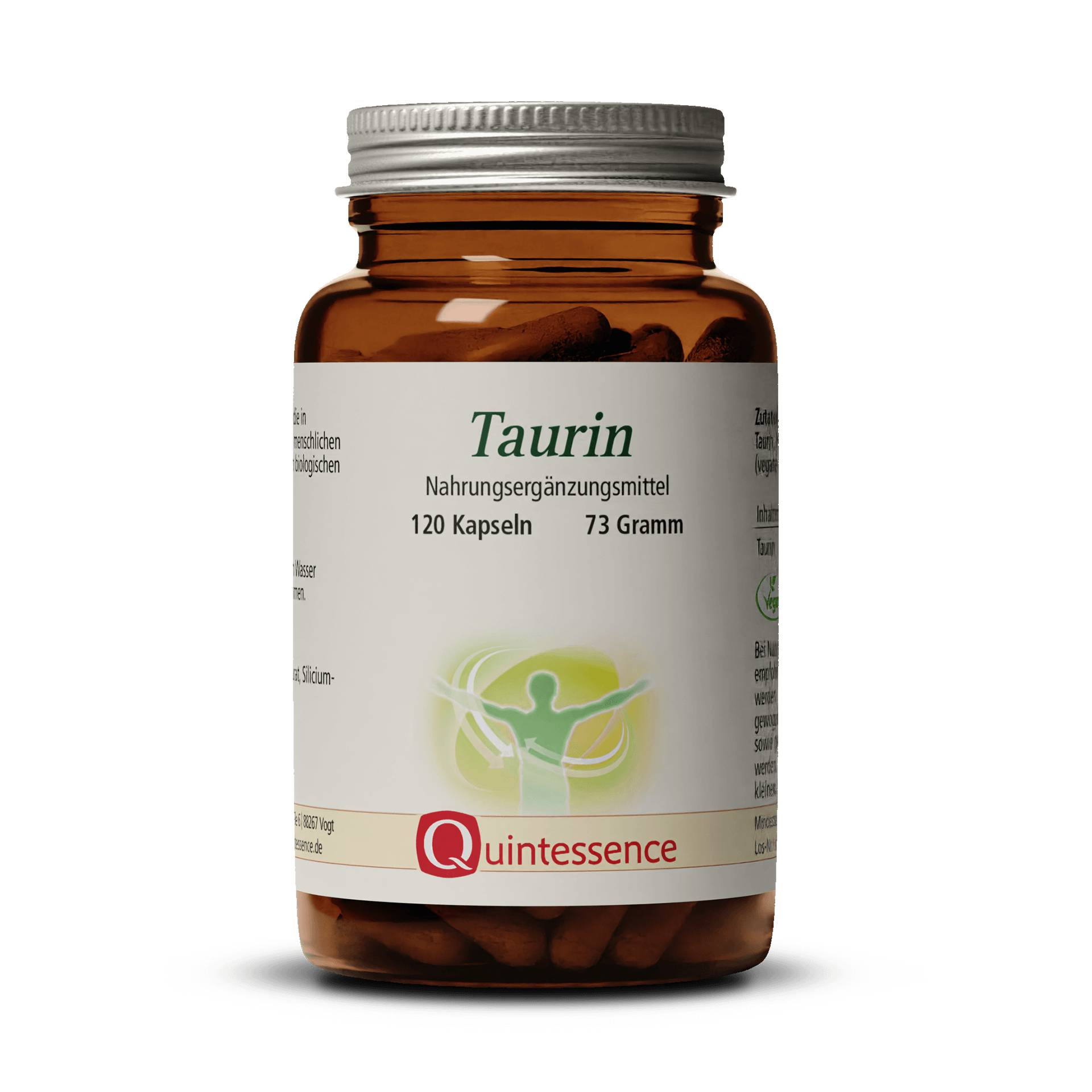Taurin 120 Kapseln - 500 mg Taurin pro Kapsel - 100 Prozent Reinstoff-Qualität - Ohne Zusätze - Vegan - Quintessence von Quintessence