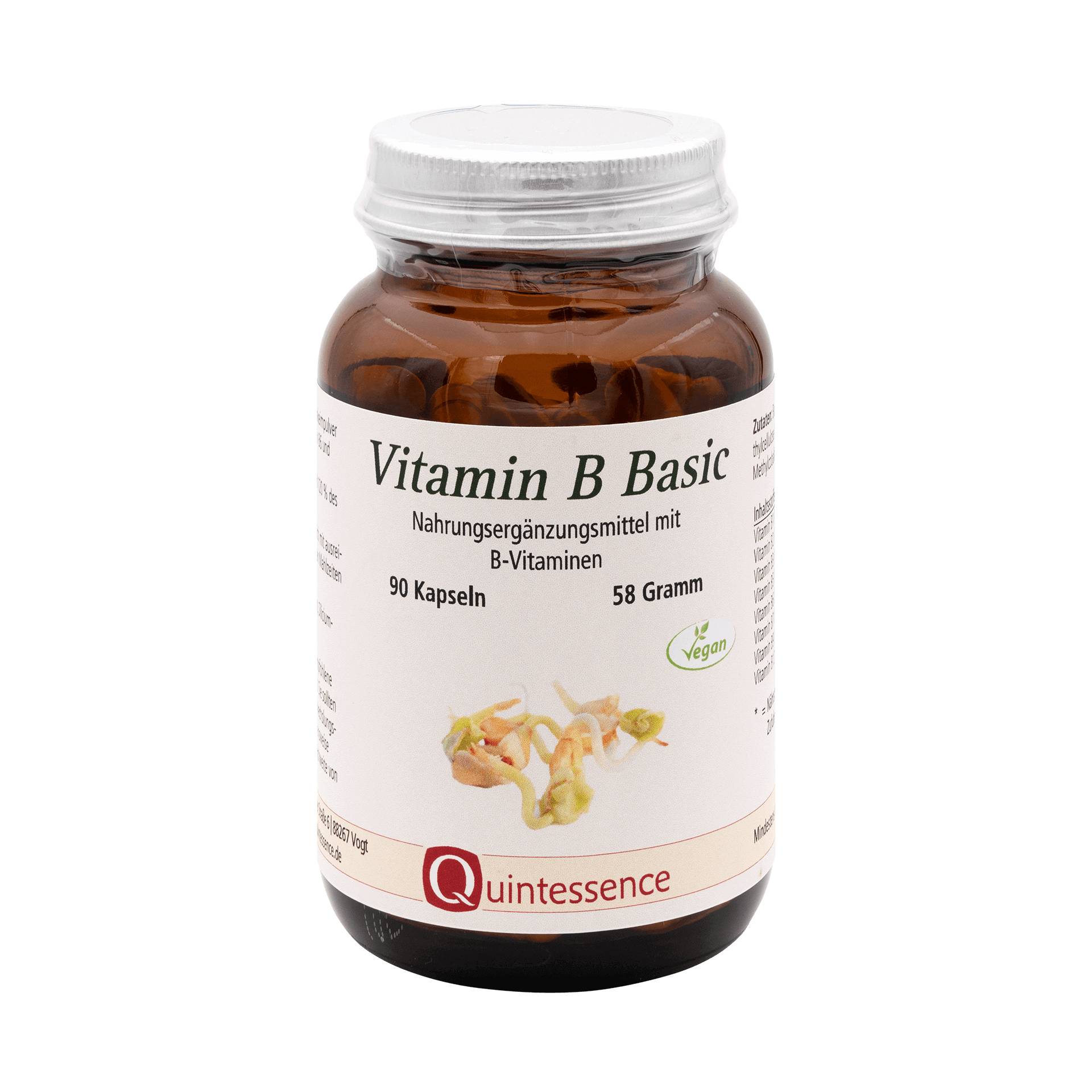 Vitamin B Basic 90 Kapseln - Für die Grundversorgung an B Vitaminen aus Buchweizenkeimen - Vegan - Quintessence von Quintessence