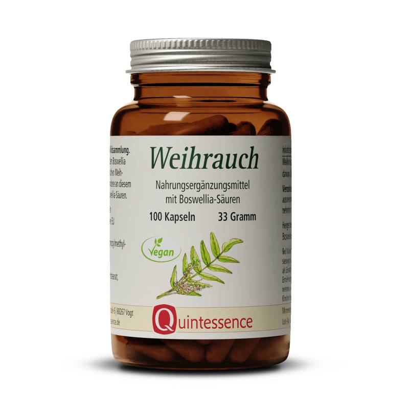 Weihrauch-Kapseln 100 Stück - Weihrauch-Extrakt mit 65 % Boswellia-Säuren - Vegan - Quintessence von Quintessence