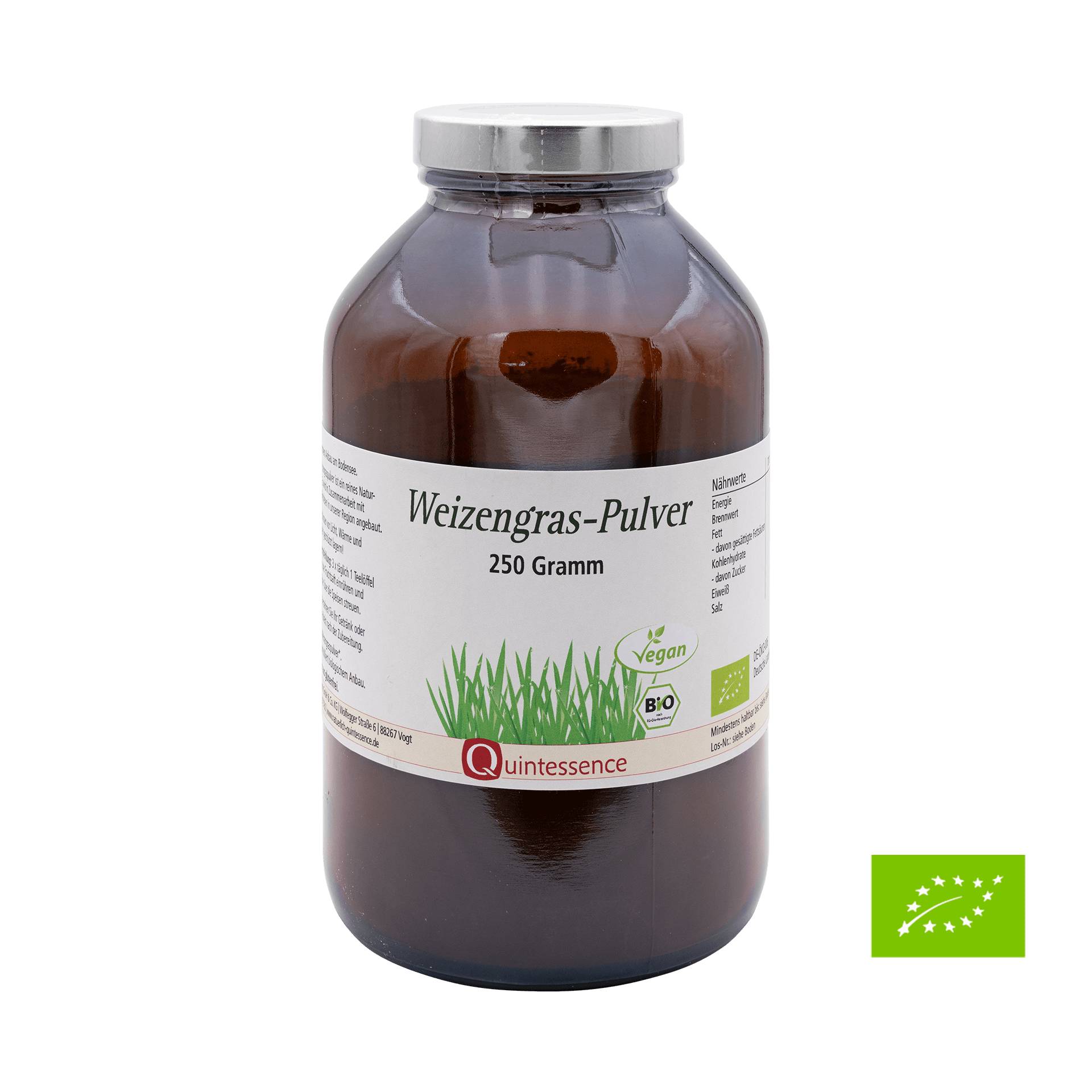 Weizengras-Pulver 150 g Bio - reines Premium-Produkt - nachhaltiger Bio Anbau aus Deutschland - Vegan - Quintessence von Quintessence