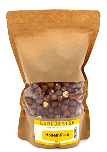 Qurujemish Premium Haselnüsse unbehandelt, große Packung 1x100 Gramm in Wiederschließbarem Beutel von Qurujemish