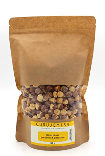 Qurujemish premium Haselnüsse geröstet & gesalzen große Packung, 1x800 Gramm in Wiederschließbarem Beutel Qurujemish premium Haselnüsse geröstet & gesalzen große Packung, 1x800 Gramm in Wiederschließbarem Beutel von Qurujemish