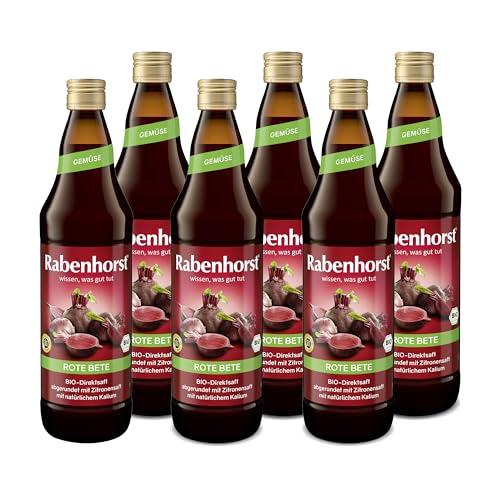 RABENHORST Rote Bete BIO 6er Pack (6 x 700 ml). Hochwertiger -Saft aus 100 % Direktsaft mit Zitronensaft abgerundet von Rabenhorst