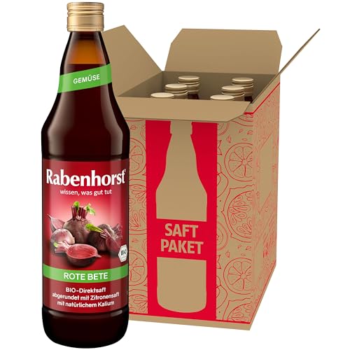 RABENHORST Rote Bete BIO 6er Pack (6 x 700 ml) - Hochwertiger Rote-Bete-Saft aus 100 % Direktsaft mit Zitronensaft abgerundet von Rabenhorst