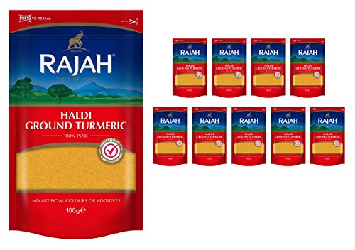 Rajah Spices Haldi Curcuma gemahlen | Holud | Haldi | Haldar | Haladi | (10x100g) von Rajah