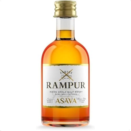 Rampur Asava Single Malt Whisky Probierflasche - 45% Alkoholgehalt - Cabernet Sauvignon Fass Whisky Einzelflasche 50ml | Sanfter Blended Malt Whisky Rampur Asava Single Malt Whisky Probierflasche - 45% Alkoholgehalt - Cabernet Sauvignon Fass Whisky Einzelflasche 50ml | Sanfter Blended Malt Whisky von RAMPUR