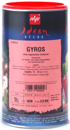 1a RAPS Gewürze 1037970-001 GYROS OHNE ZUG. GLUTAMAT --- Dose 750g 1a RAPS Gewürze 1037970-001 GYROS OHNE ZUG. GLUTAMAT --- Dose 750g von RAPS Mischgewürze