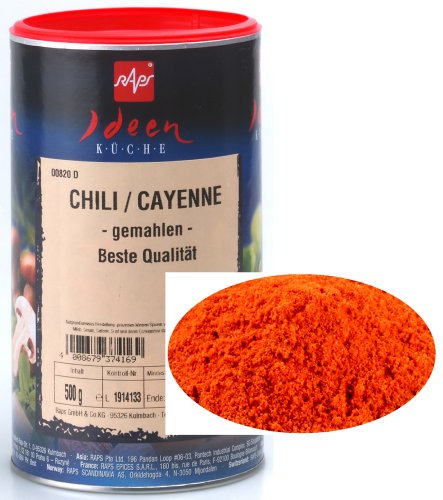 1a RAPS Gewürze 1000820-001 Cayennepfeffer CHILI CAYENNE PFEFFER --- Dose 500g von RAPS Rohgewürze