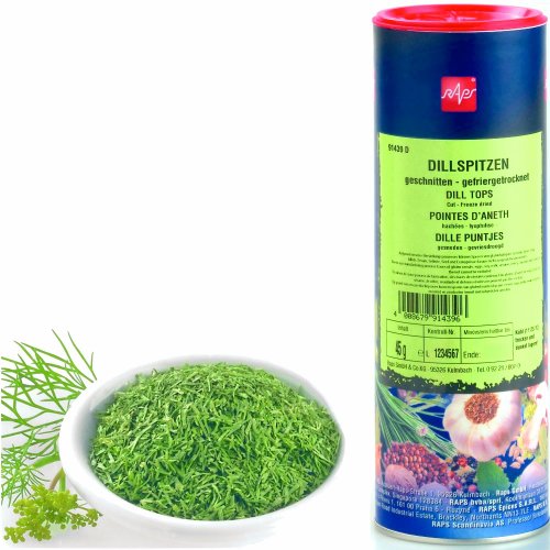 1a RAPS Gewürze - GTK DILLSPITZEN geschnitten Streudose --- Dose mit Streuaufsatz 45g --- gefriergetrocknet --- 1091439-001 1a RAPS Gewürze - GTK DILLSPITZEN geschnitten Streudose --- Dose mit Streuaufsatz 45g --- gefriergetrocknet --- 1091439-001 von RAPS Rohgewürze