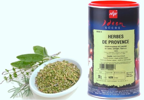 1a RAPS Gewürze HERBES DE PROVENCE --- 200g Dose --- Kräuter der PROVENCE: Struktur streufähig für Lamm, Geflügel, Fisch u.a. Erst beim Braten salzen, nicht zu heiß braten! * typisch französische Kräuternote * grün-oliv. Zugabe: nach Geschmack von RAPS Rohgewürze