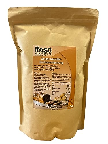 Brot backen ohne gehen lassen, ohne Kneten - Brot selber backen mit fertiger Dinkel Kartoffel Brotbackmischung 1,5Kg - ergibt 3 fertige Brote - 100% natürlich - Basisch Brot backen ohne gehen lassen, ohne Kneten - Brot selber backen mit fertiger Dinkel Kartoffel Brotbackmischung 1,5Kg - ergibt 3 fertige Brote - 100% natürlich - Basisch von RASO Naturprodukte