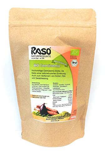 Gemüsebrühe HOCHWERTIG RASO 400g BIO GEMÜSE MIX ohne Salzzusatz Gemüsesuppe von RASO Naturprodukte