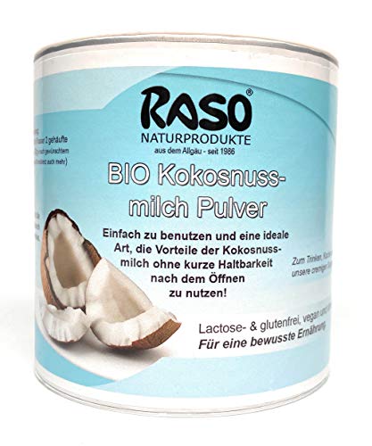 Kokosnussmilchpulver BIO | 300g Kokospulver | Kokosnussmilch Pulver | Kokosnussmilchpulver für Kokosmilch | glutenfrei + Ballaststoffen für Low Carb Diät von RASO Naturprodukte