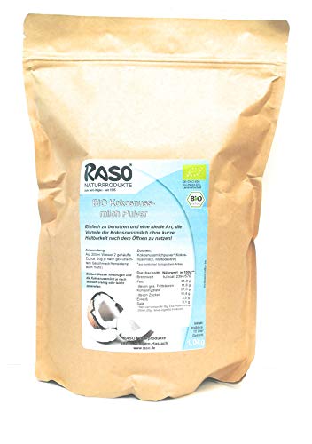 Kokosnussmilchpulver BIO | 1Kg Kokospulver | Kokosnussmilch Pulver von RASO Naturprodukte