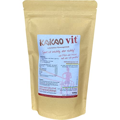 Molke Drink Pulver KAKAO (KakaoVit 500g Molke - Kakaopulver) Leckeres Getränk reich an wichtigen Mineralstoffen, Enzymen, Aminosäuren und hochwertigem Eiweiß von ODIPPO