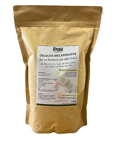 Molke Suppe 1,5 kg. Nachfüllpack - delikate Molkesuppe (0,1 g Fett) BEWÄRTES RASO Suppen Rezept - kalorienarme Suppe, ohne Hefeextrakt, ohne Geschmacksverstärker von RASO Naturprodukte