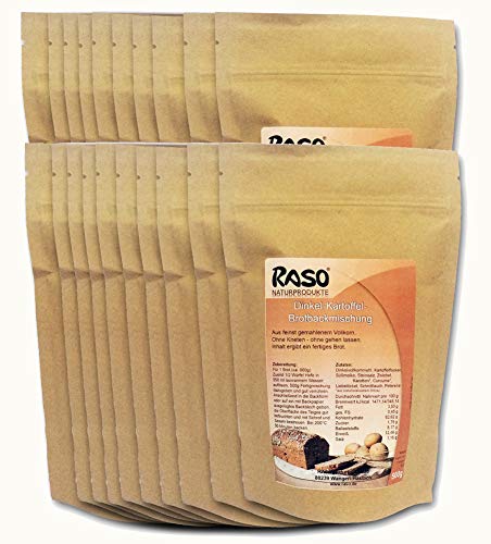 Notvorrat Mehl 10 Kg GESUNDES AUS ALLGÄU - 20x500g bewährte RASO Naturprodukte DAS ORIGINAL Rezeptur Brotbackmischung Dinkel - Kartoffel mit Kurkuma Ohne Kneten, ohne gehen lassen Notvorrat Mehl 10 Kg GESUNDES AUS ALLGÄU - 20x500g bewährte RASO Naturprodukte DAS ORIGINAL Rezeptur Brotbackmischung Dinkel - Kartoffel mit Kurkuma Ohne Kneten, ohne gehen lassen von RASO Naturprodukte