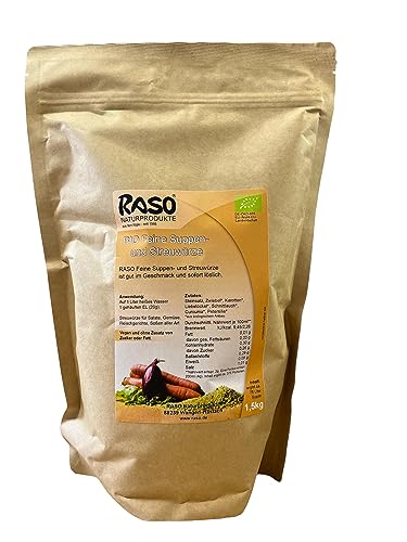 Suppe Gemüsebrühe BIO 1,5 kg. Nachfüllpack Gekörnte Brühe EXTRA FEIN - BASICHES LEBENSMITTEL von RASO Naturprodukte