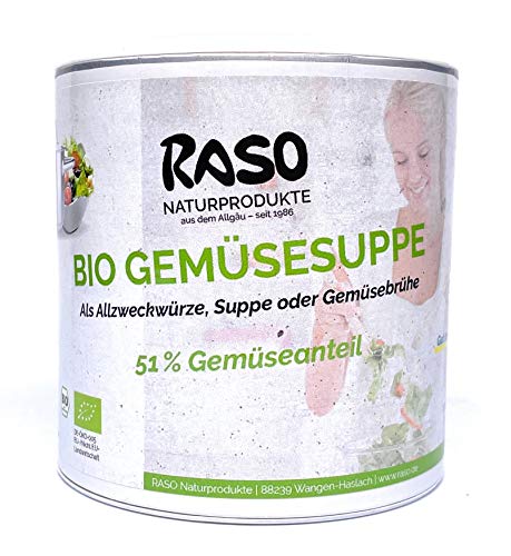 Suppe Gemüsebrühe SALZREDUZIERT BIO 300g Gemüsesuppe RASO Gekörnte Brühe EXTRA FEIN von RASO