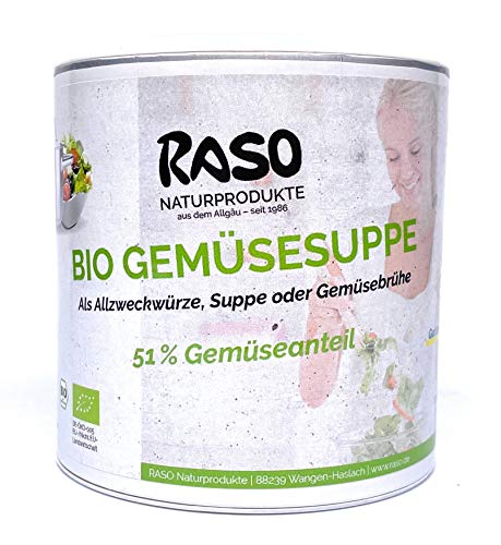 Suppe Gemüsebrühe SALZREDUZIERT BIO 300g Gemüsesuppe RASO Gekörnte Brühe EXTRA FEIN von RASO